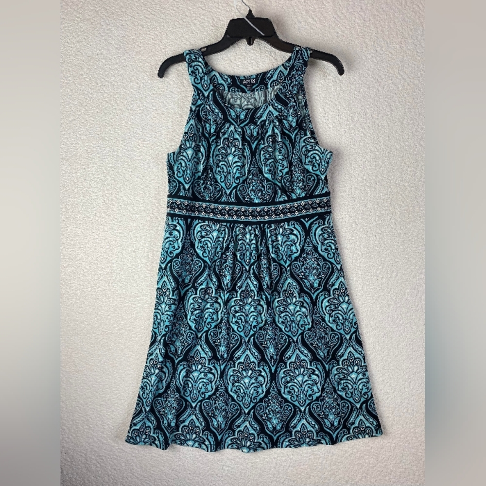 Apt.9 Light And Dark Blue With White Sleeveless Summer Dress Size Petite Large
